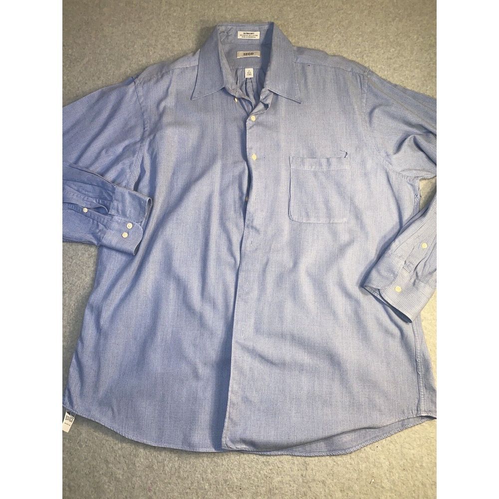 IZOD Adult Long Sleeve Men's Shirt Button‎ Down 17 34/35 Cotton Blue